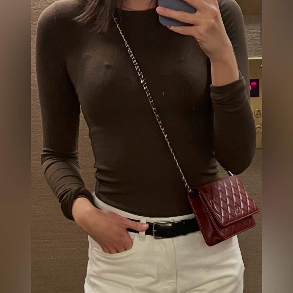 SET Active Brown Ribbed Long Sleeve Top